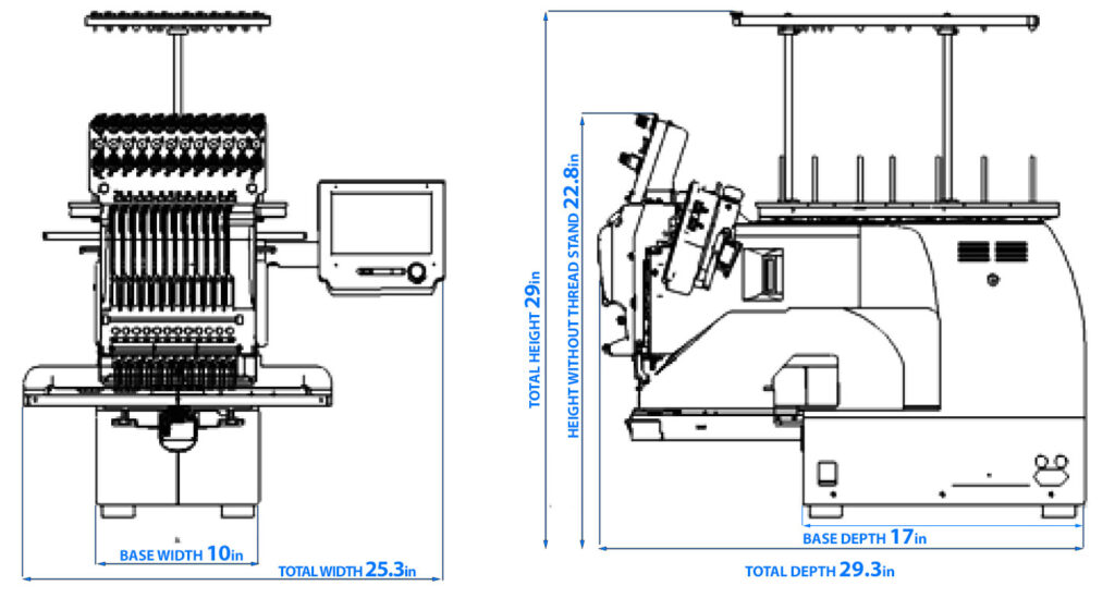 HappyJapan HCS3-1201 embroidery machine dimensions